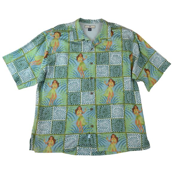 Tommy Bahama Other - Tommy Bahama Shirt Men's XL 100% Silk Button Up Camp Hawaiian Hula Girls